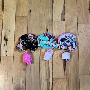 Set of Newborn Hats and Gerber Mittens